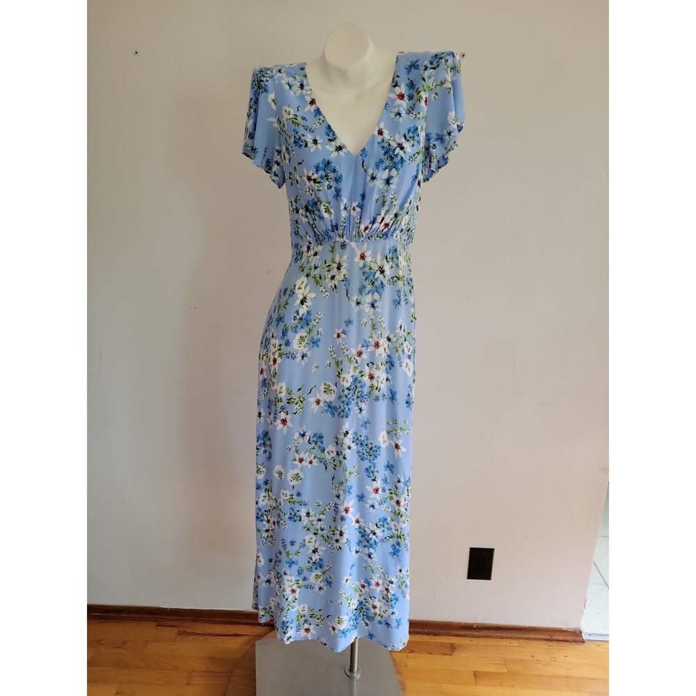 Banana Republic Ecovero Maxi Dress 4 Floral Split Sleeve Cottage Quiet Luxury